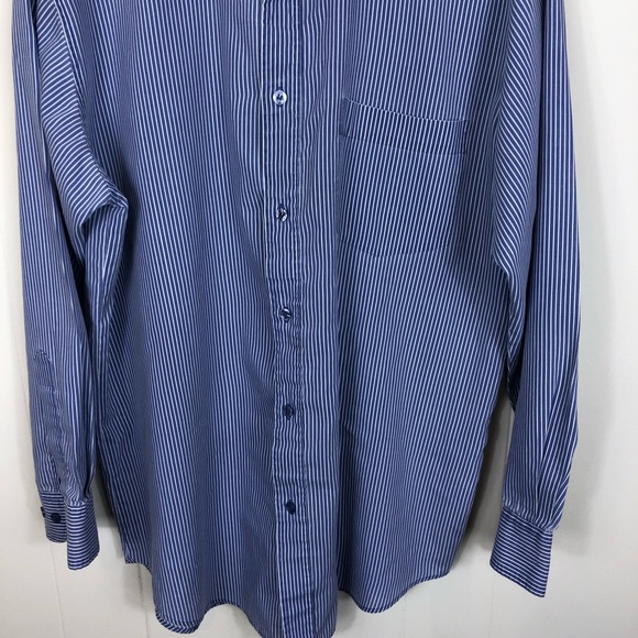Vintage Blue White Pinstripe Button Down Sz L - Picture 3 of 9